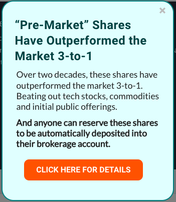 Screenshot of 7FF Free Shares mobile promo